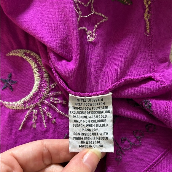 Johnny Was Kai Relaxed Short Sleeve Boxy Tee Shirt Magenta Size XL Women’s - Picture 13 of 13